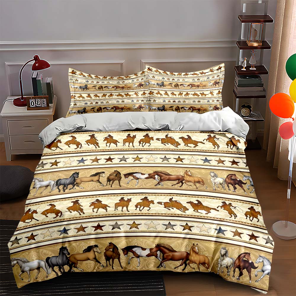 

Horses stars stripes Bedding Duvet cover sets Duvet covers Pillowcases gifts (1 * Duvet Cover 2 * Pillowcases, without duvet insert) 135x200cm
