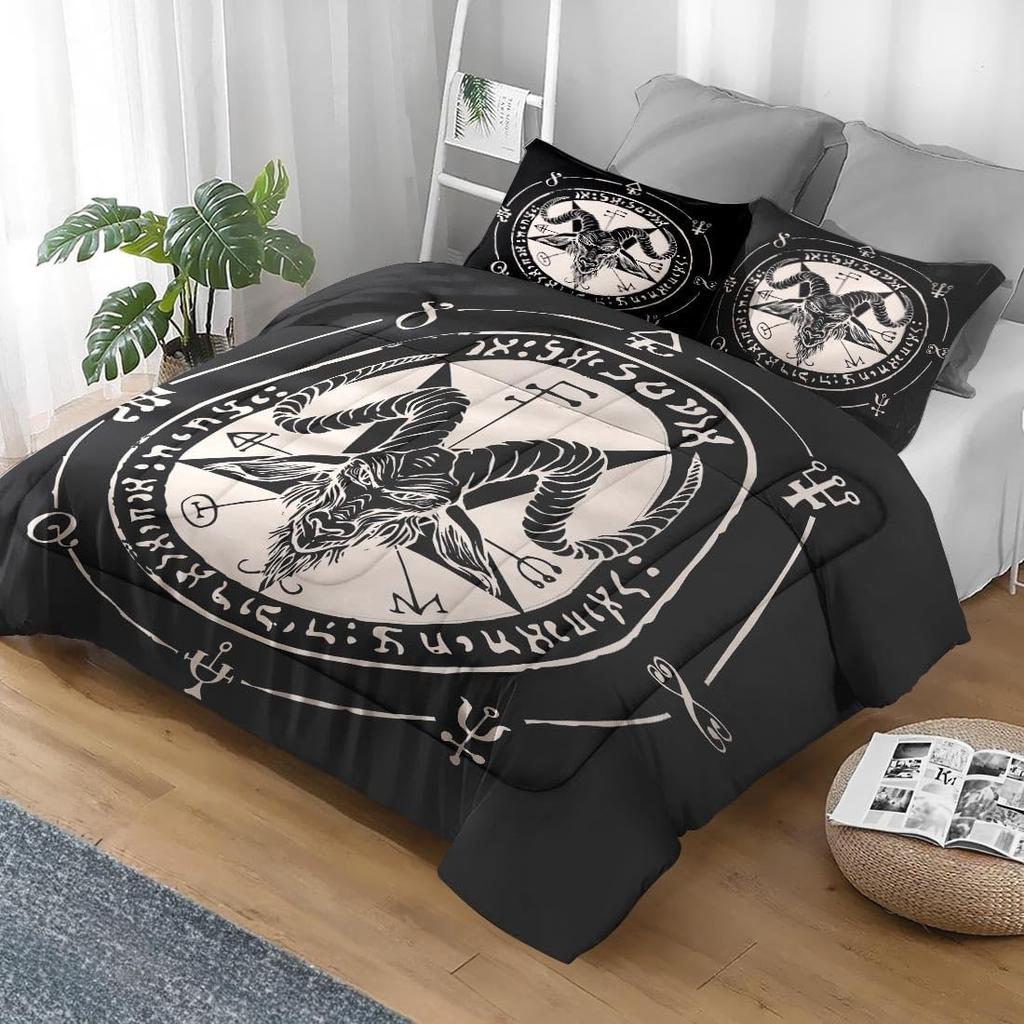 3D Anime Bedding Set Evil-Satan Demon Skull Printed Duvet Cover Set With Pillowcase Bedspread Boy Teens Adult Queen King Size