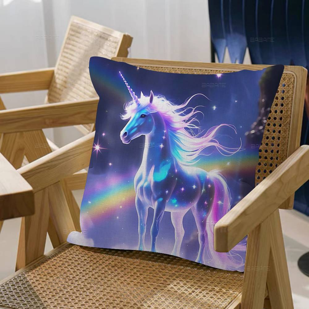 1Pc Cartoon Rainbow Unicorn Cushion Cover Car Throw Pillow Case For Sofa Car Christmas Gift 40X40Cm 45X45Cm