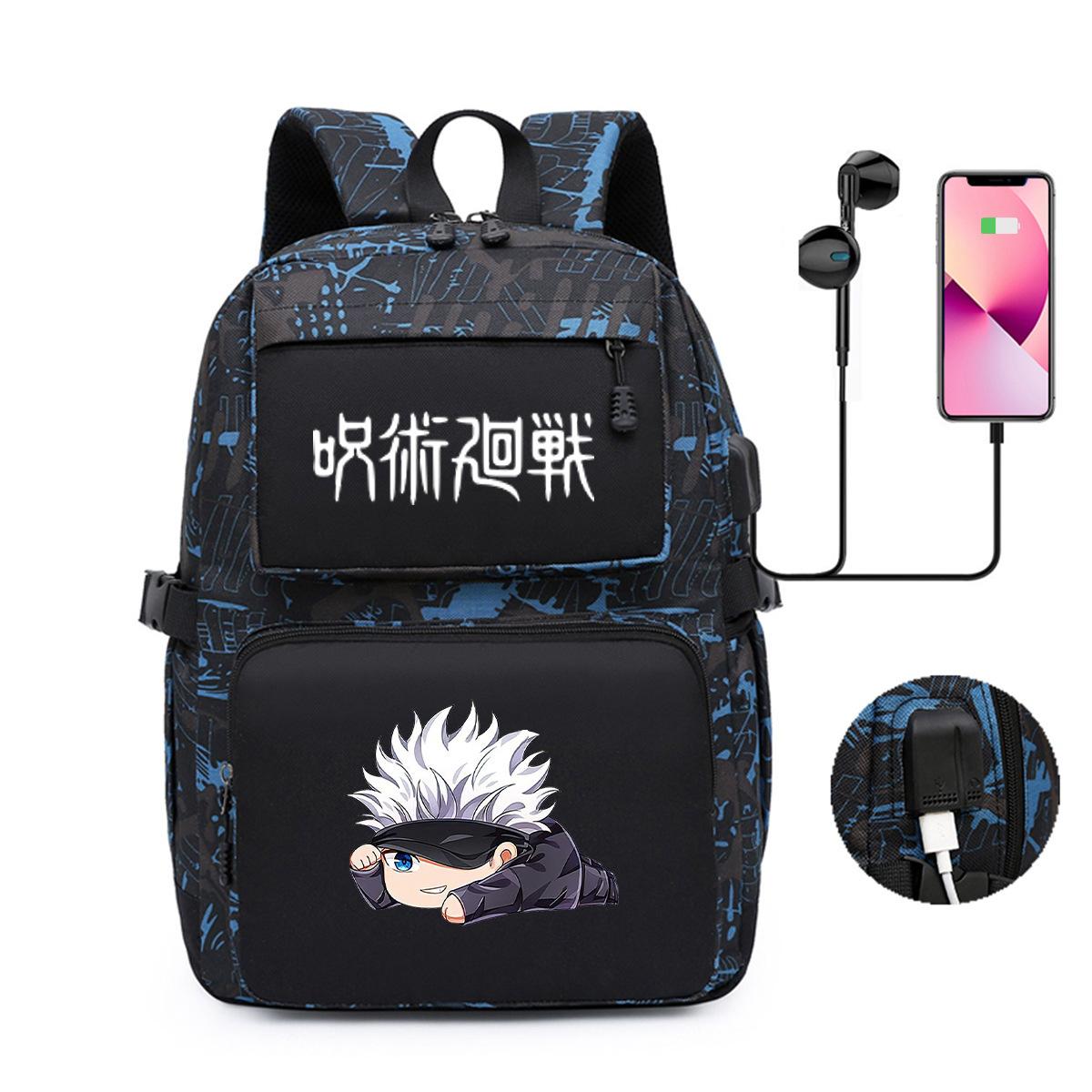 Spell Peripheral Printed Backpack Youth School Bag Usb Computer Bag Outdoor Backpack Men And Women