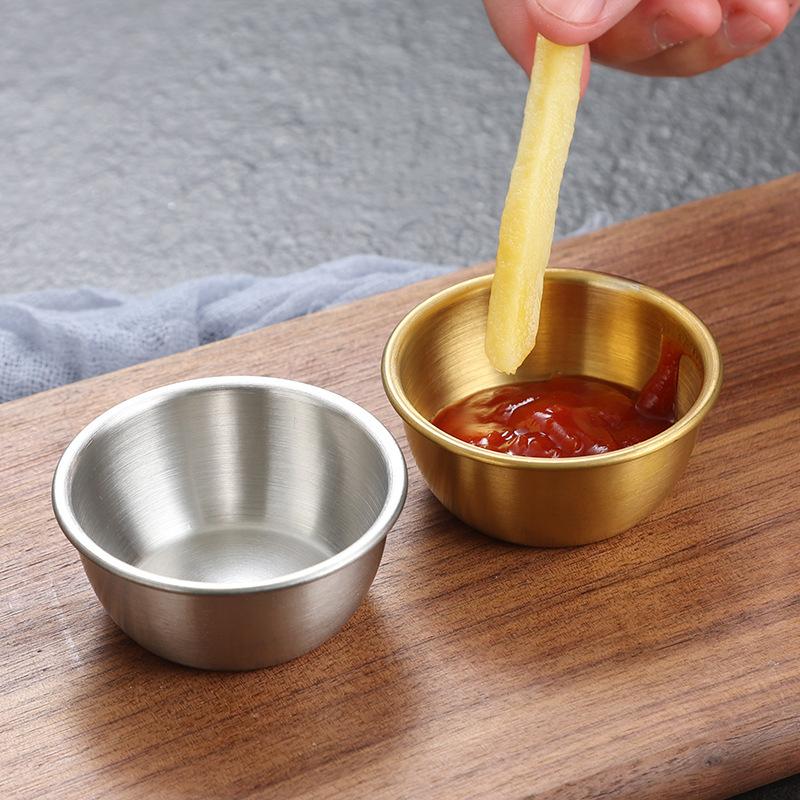 Korean Stainless Steel Small Sauce Cup Seasoning Spice Dishes Ketchup Hot Pot Dipping Bowl Saucer Tableware Kitchen Supplies