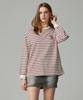 KITTY POTTERY Simple Logo Embroidered Striped T-Shirt Ivory & Wine