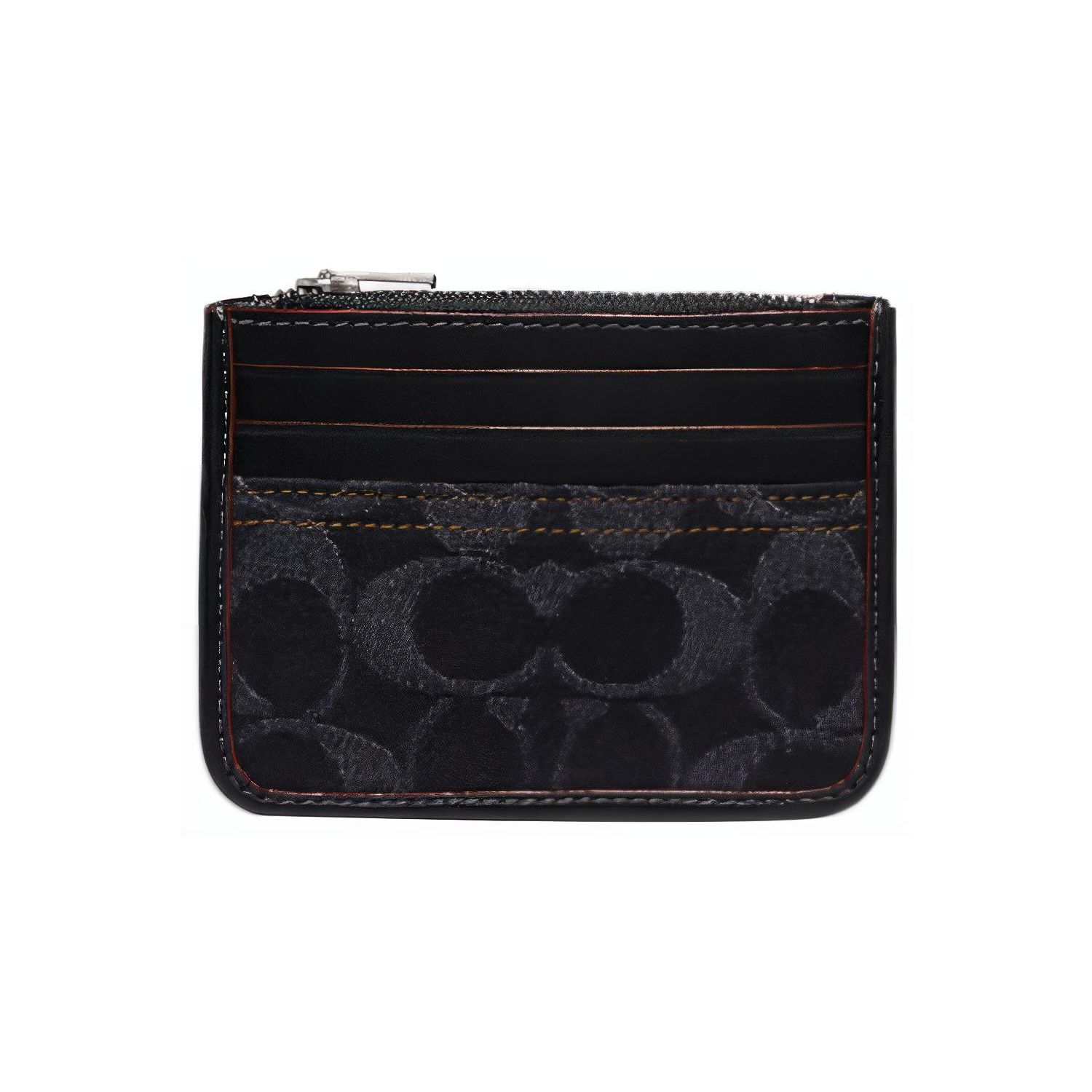 

Coach Card Case 11 Classic Monogram Zip Closure Denim And Calfskin Women Card Holder Black CE779-LHDRJ Gift Box Set (Basic Set+Yellow Box)