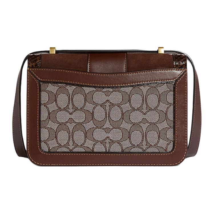 Coach Alie 23 Magnetic Closure Design Fabric And Leather Messenger Bag Small Crossbody Shoulder Bag Medium Women Bags Brown C3756-B4S0M