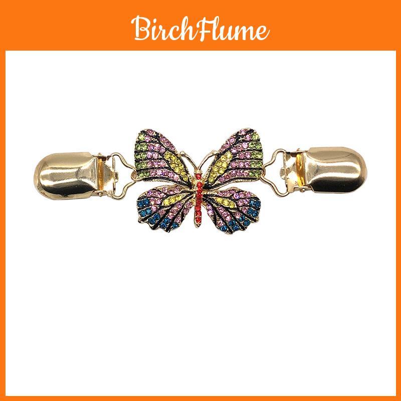 Butterfly Enamel Brooch Pin For Women With Alloy Material And Sparkling Detailing