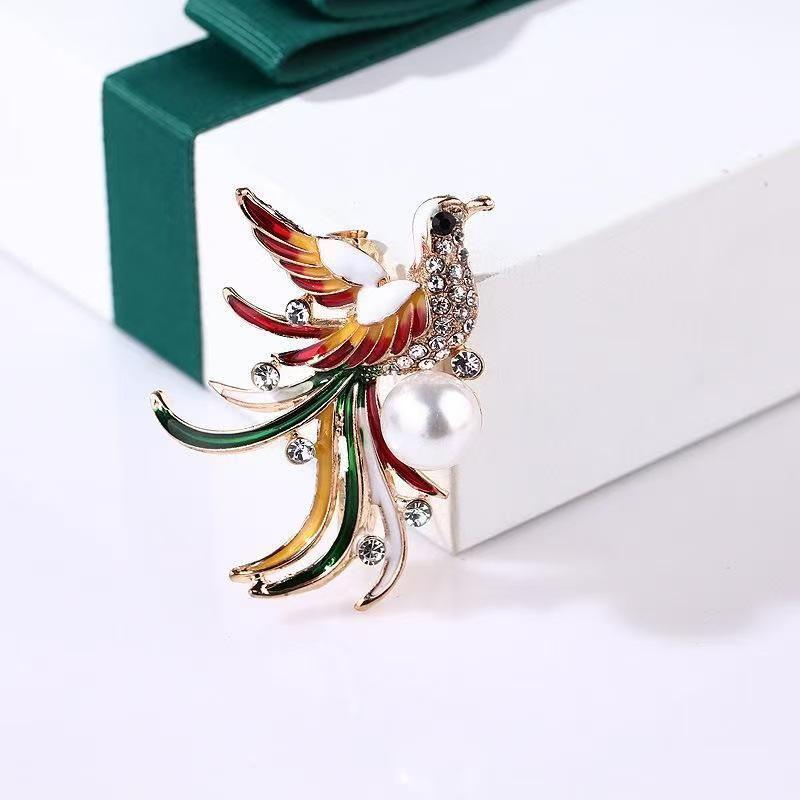 Exquisite Pearl & Rhinestone Phoenix Pomelo Brooch - Versatile Women s Dress Pin
