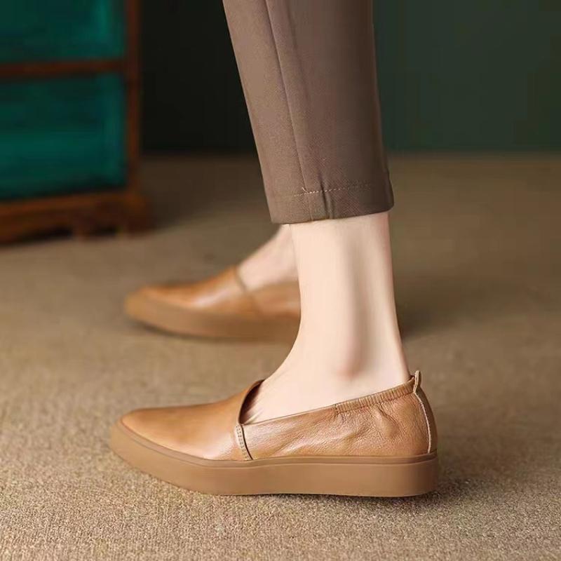 Móda 2025 Nový produkt Klasické Dámské Dámské Volnočasové Kožené Boty Platforma Baleríny Nazouvací Tenisky Vulkanizované Boty