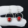 Cercei cu Piatră Prețioasă Coral Roșu Natural, Cercei din Argint Sterling 925, Cercei Atârnători Bijuterii Boho Handmade din Argint, Cadou de Ziua de Naștere Pentru Bărbați