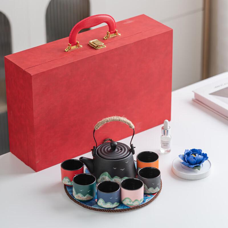 

Eastern Hand-painted Ceramic Tea Set - Jiangshan National Flower Design