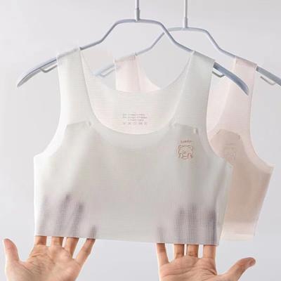 Sujetador para el período de desarrollo de niña con correas elásticas anchas soporte y cobertura de pecho sin costuras sin anillos de acero alto