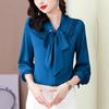 Brand Women's High-End Silk Bow Tie Blouse - Fashionable Style