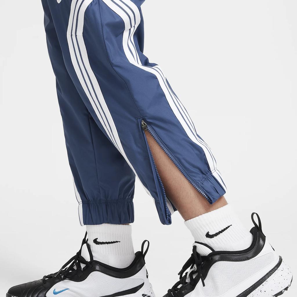 Nike Lässige lange Hose Colorblock Elastischer Bund Mittelhoch Aufschlag Kinderunterteile Blau FZ5237461