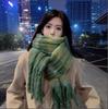 Mohair plaid scarf women's winter sea salt milk coffee blue thickened atmosphere warm student shawl scarf