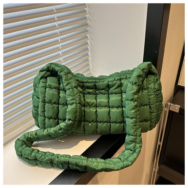 

Плиссированная сумка через плечо Diamond Stitch - Облачный хлопок кроссбоди для модных поездок зелёный