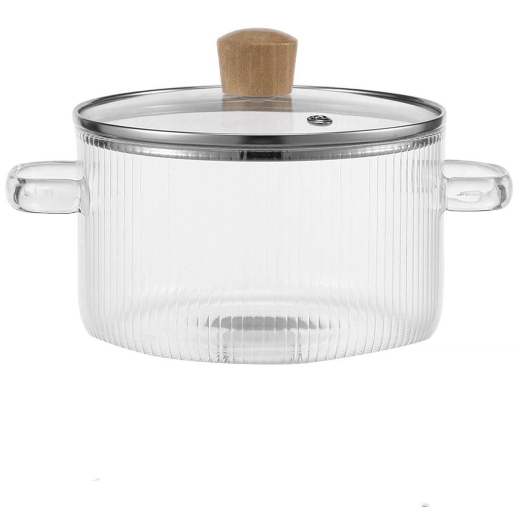 Glass Saucepan Clear Cooking Pot Heat Resistant 1.6L Glass Soup Pot Multi-Purpose Kitchen Cooking Tools
