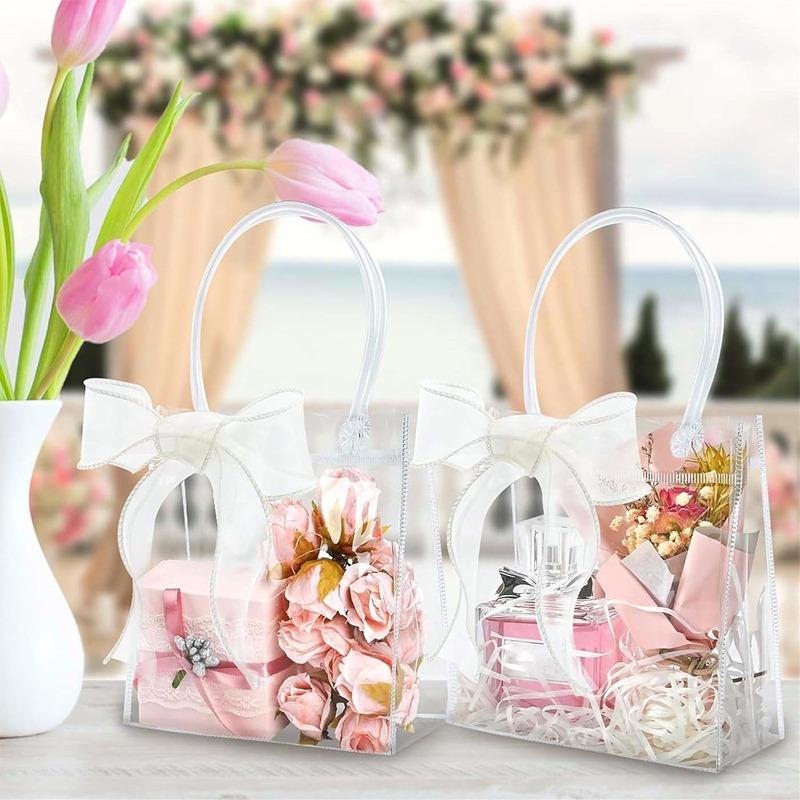 5/10/20PCS Transparent PVC Gift Bags Christmas Wedding Birthday Party Anniversaries Flowers Gifts Handheld Packaging Bags
