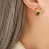 C-shaped Green Zirconia Earrings in 18K Gold-Plated Titanium Steel - European & American Style Fashion Accessory