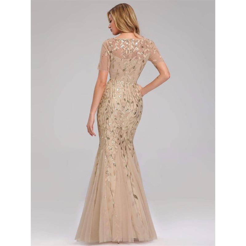 Elegant Fashion Evening Gown High Waist Sequin Embellished Mermaid Fit Sexy Women Party Dress