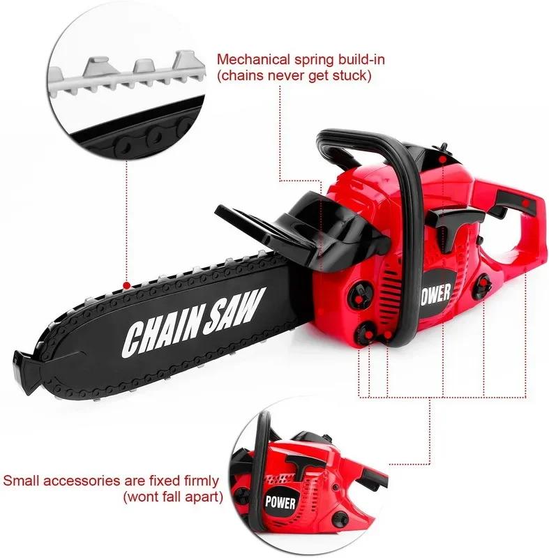 Non-Toxic Big Size Electronic Chainsaw Toys Kids Pretend Play Toy Power Rotating Chainsaw With Sound Electric Repair Tools Toys For Children