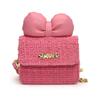 Sweet Adorable Bow Childrens Handbag Stylish Plaid Design Soft Pu Material For Everyday Use