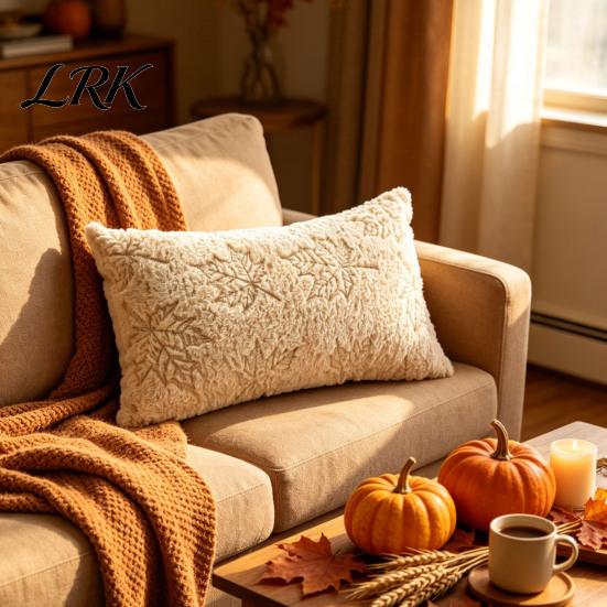 Federa Cuscino Decorativa per Divano Autunno Peluche Copricuscino, Zucca Foglia d'Acero Ricamo Coperta Morbida Aderente alla Pelle Custodie Autunnali Stile Rustico