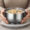 2 Piece Unbreakable Double-layer Rice Bowl 304 Stainless Steel Soup Bowl  Kindergarten