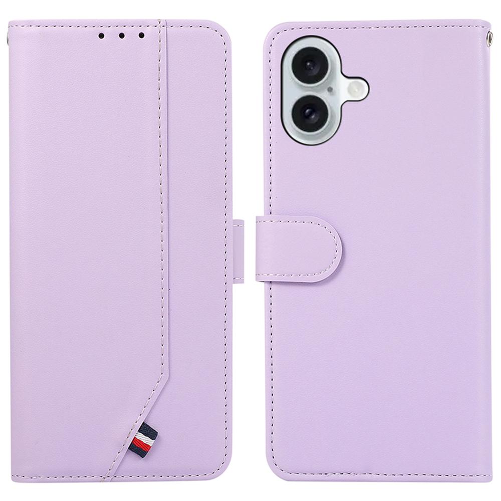 

For iPhone 16 Case RFID Blocking Card Slots Leather Stand Phone Cover Purple