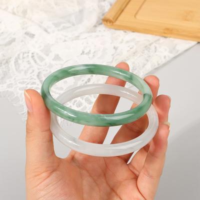 1 Stück Nachahmung von natürlichem Jade-Einfarbigen Armreifen Vintage Palast Einfaches Glasarmband Chinesischer Stil Antiker Schmuck