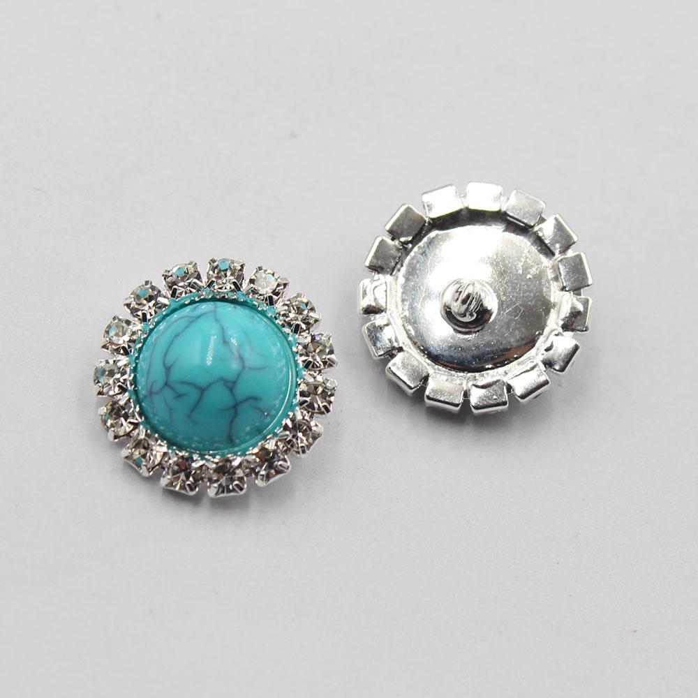 Hot selling 10 pieces of 18MM round turquoise crystal buckle foot button DIY hand sewn clothing invitation letter decoration acc
