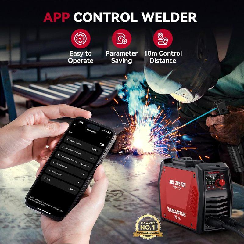 205Amp ARC/Lift TIG Welding Machine with APP Control, Large LED Display, IGBT Inverter for MMA Welding