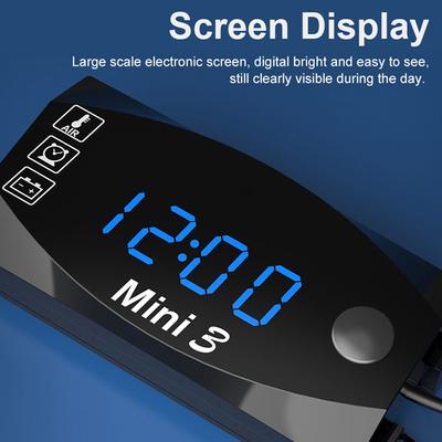 Motorcycle 3 In 1 Voltage/Time/Temperature Electronic Meter LED Display Motorcycle Modification Waterproof Digital Display Meter