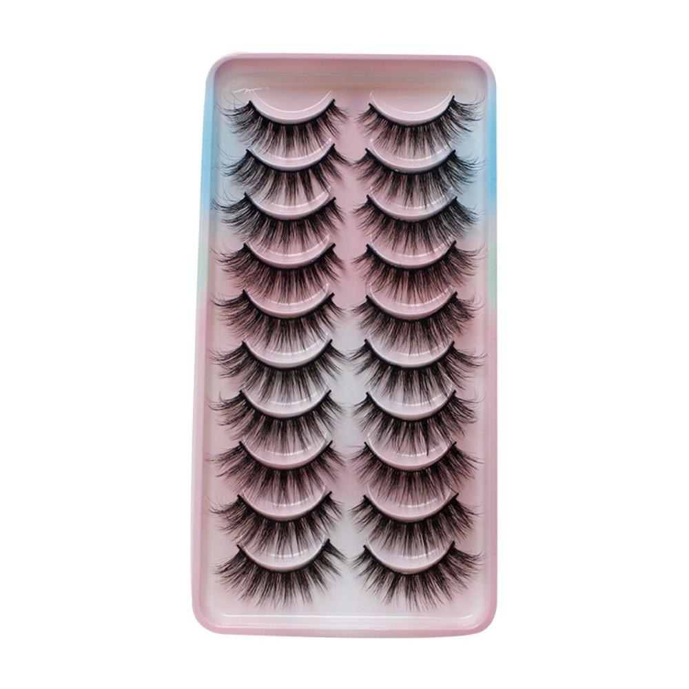 10 Paar Flauschige Manga-Wimpern Kurze Anime-Wimpern Modische Falsche Wimpern für Damen