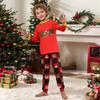 Familien passendes Weihnachtspyjama-Set für Eltern und Kinder, Langarm-Hosen-Set mit Aufdruck am Hals