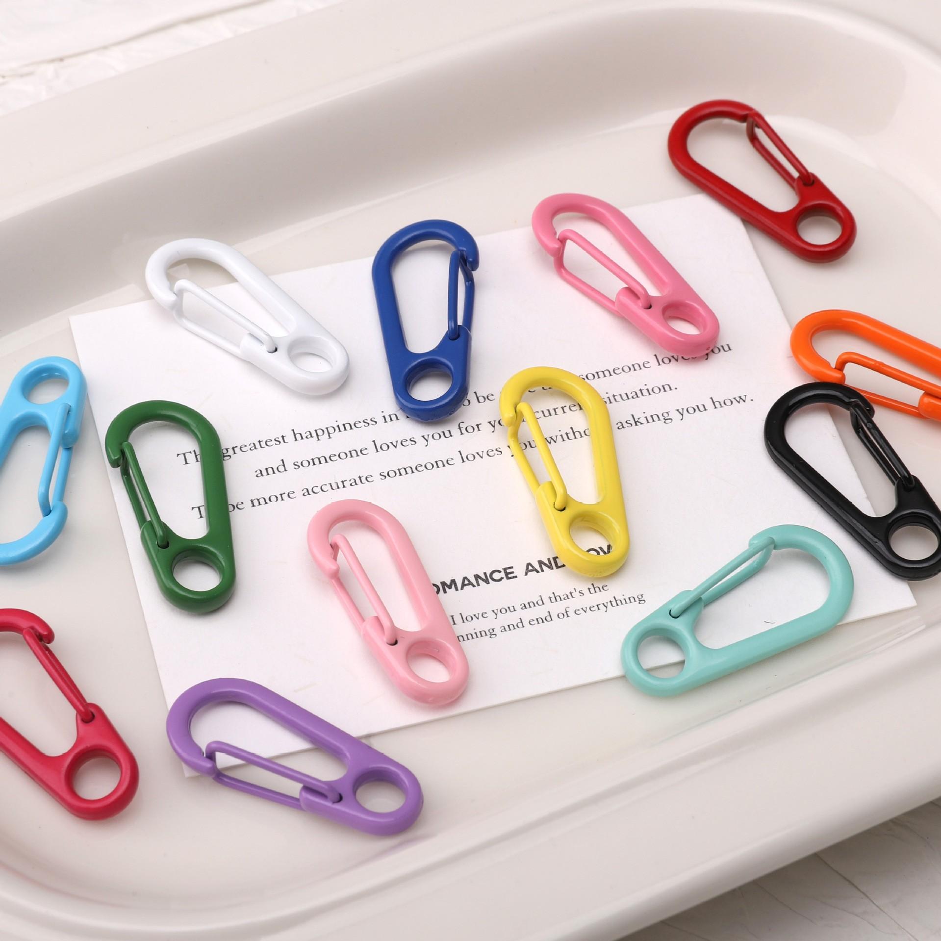 

Candy-colored Door Hook Spring Clip Handmade Keychain Ring Loop Doll Luggage Hanger Accessory Keychain Decoration Component. One Size