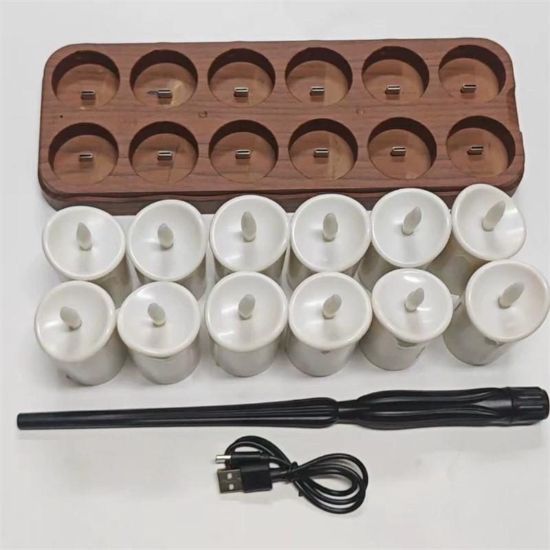 12pcs Rechargeable LED Candles with Remote Control LED Lamp Flameless Christmas Valentine Wedding Church Home Table Decoration