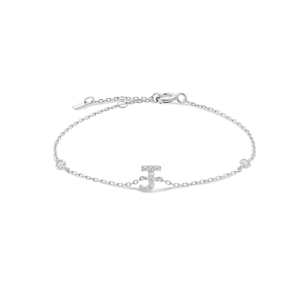 VEWANT 925 Silver Monogram Letter A - Z Initial Charm Bracelet Luxury Wedding Crystal Fine Jewelry Gift