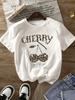 Cherry Print Fashion Women'S Short Sleeve Round Neck Short Sleeve Top