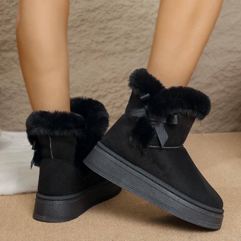 Nagy Méretű Párnázott Meleg Magasszárú Pamut Cipő Női 2025 Ősz és Tél Új Kerek Orrú Alkalmi Muffin Vastag Talpú Hócsizma