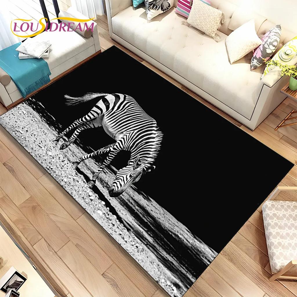 Zebra Wild Animal  Area Rug Large,Carpet Rug for Living Room Bedroom Kitchen Doormat Decoration,Children Play Non-slip Floor Mat