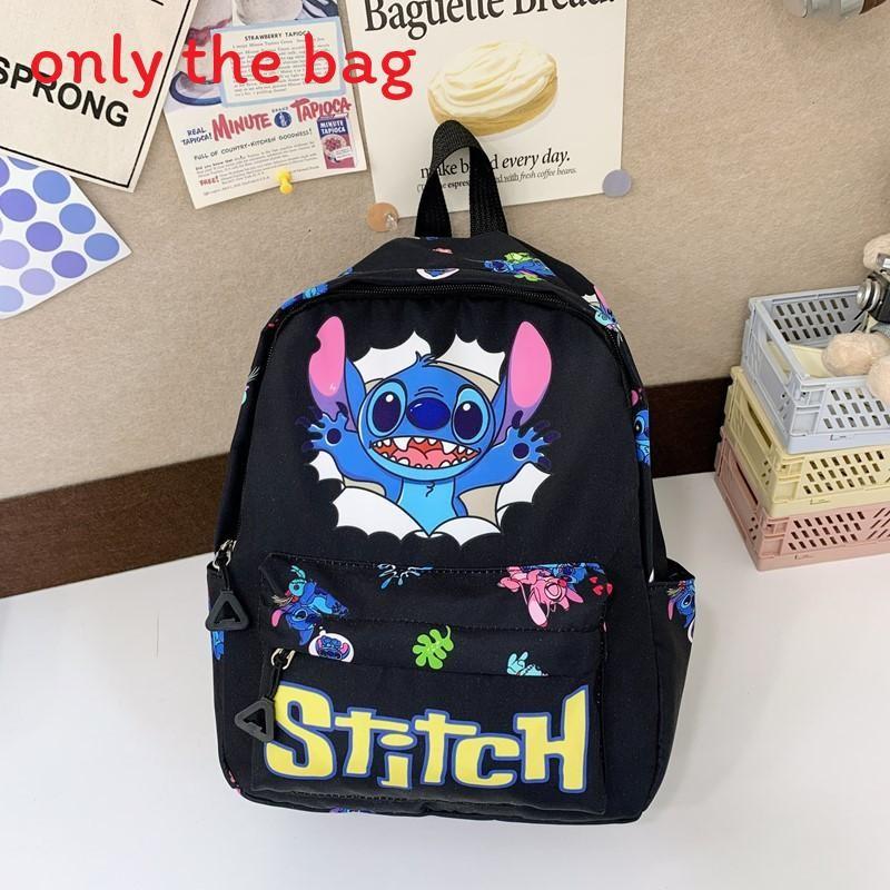 

Рюкзак детский с милым мультяшным рисунком ангела и надписью Stitch для школы чёрный