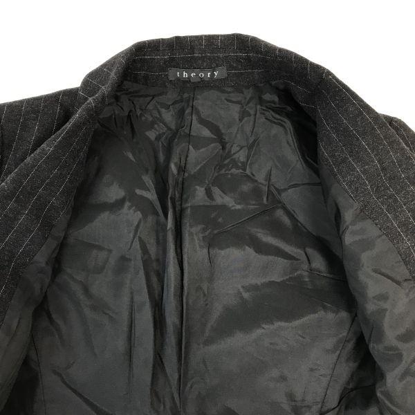 theory Made in Japan Fully Lined Autumn Winter Single Blazer Jacket Women’s Size 2 M Dark Gray Stripe(USED)