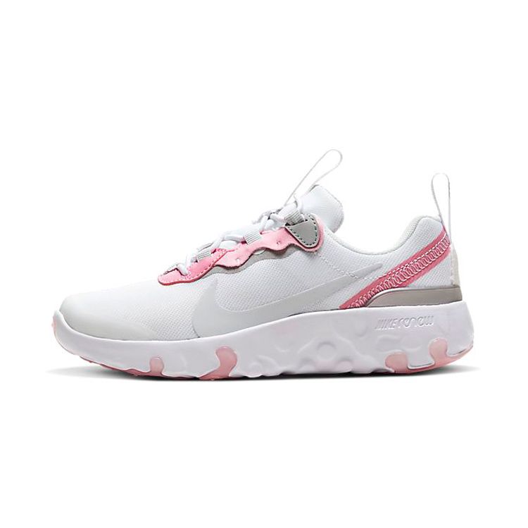 Nike React Element 55 Comfortable Sports Shock Absorption Non-Slip Low-Top Kids Running Shoes Kids Running Shoes Pink White CK4082-102