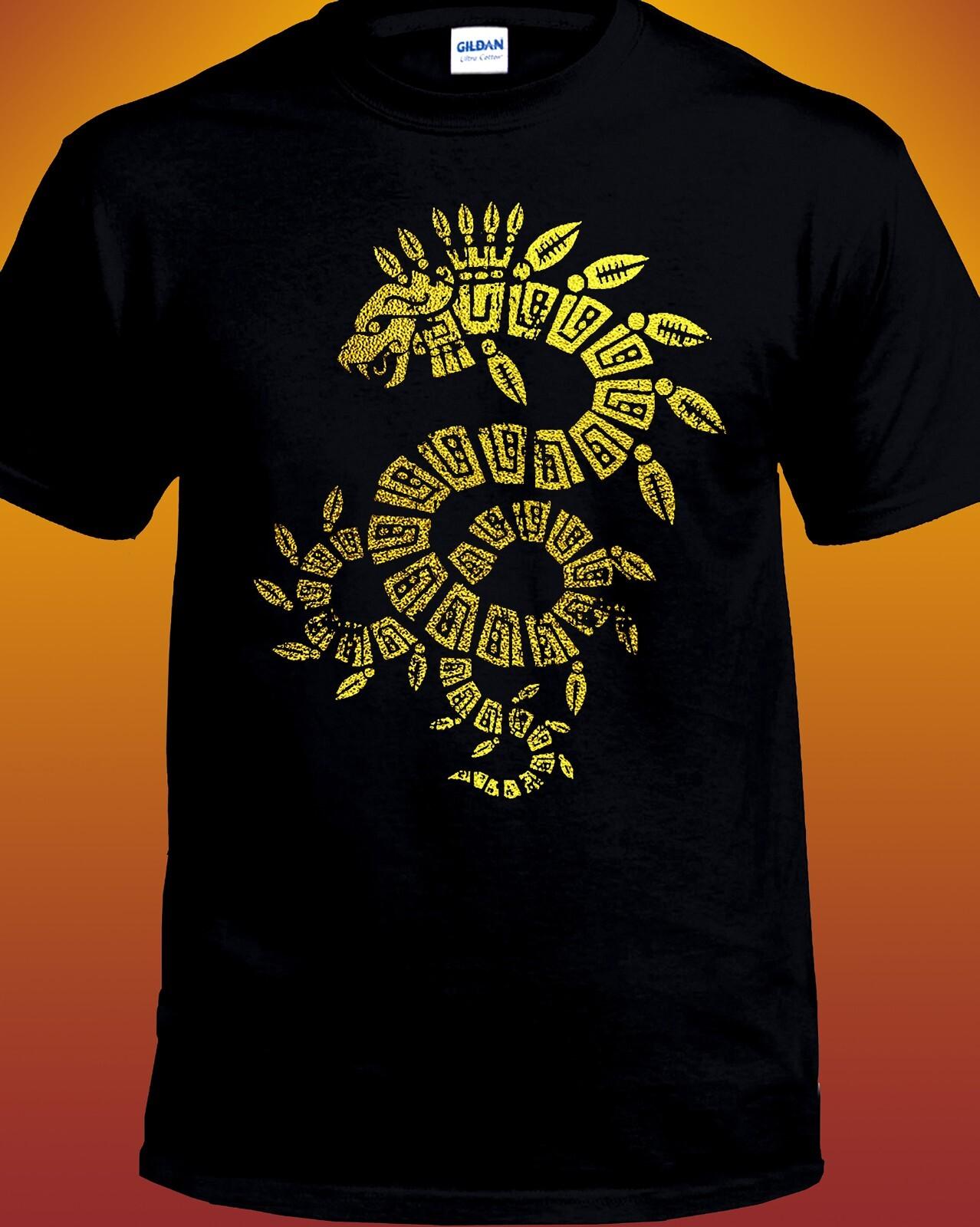 Golden Quetzalcoatl Feathered Serpent T-shirt S