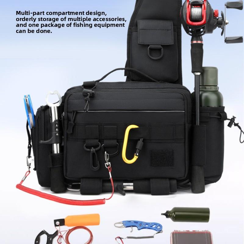 Large Capacity Luya Bag Multifunctional Fanny Pack Fishing Rod Bag Tactical Backpack Crossbody Bag Fishing Plug Rod Fishing Gear Bag Rod Bag