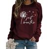 Women Casual Crew Neck Long Sleeve Pullover Top Sweatshirt Hoodies Female Clothing Y2K Dandelion 3D Print Autumn Winter
