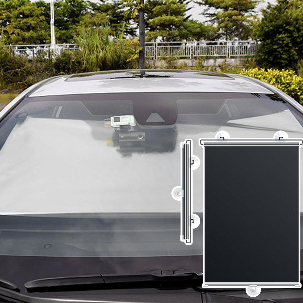 Universal Car Sun Side With Suction Cup Retractable Sunshade Curtain Heat-insulating Anti-UV Press Button Roll Up Car Visor
