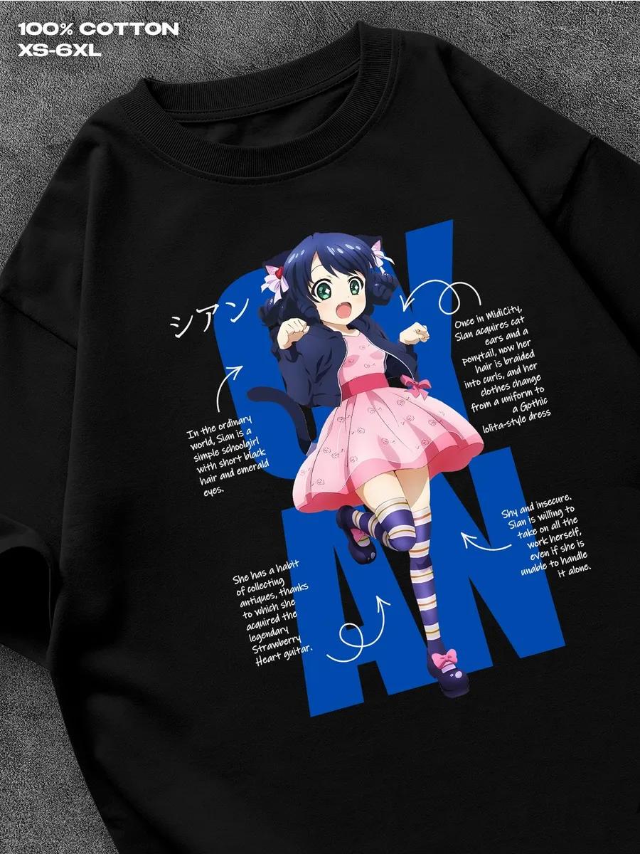 

Show by Rock!! Cyan Hijirikawa black T‑shirt Mens Tshirt Womens Tshirts with Letters Print Short Sleeves T-Shirt Casual Street Tee Shirt Top XXXXL