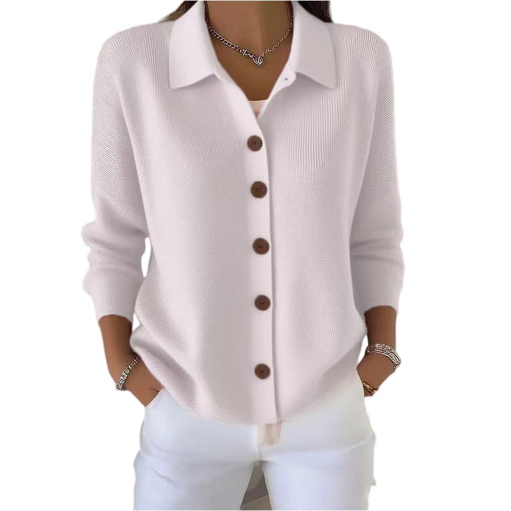 Women's Fashionable Long-sleeved Solid-color Pullover Knitted Sweater Top