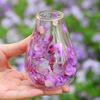 Mini Glass Decorative Bottle with Dried Flowers Compact Transparent Floral Ornament for Desk Bedside Window Sill Double Wall Hydroponic Vase Home