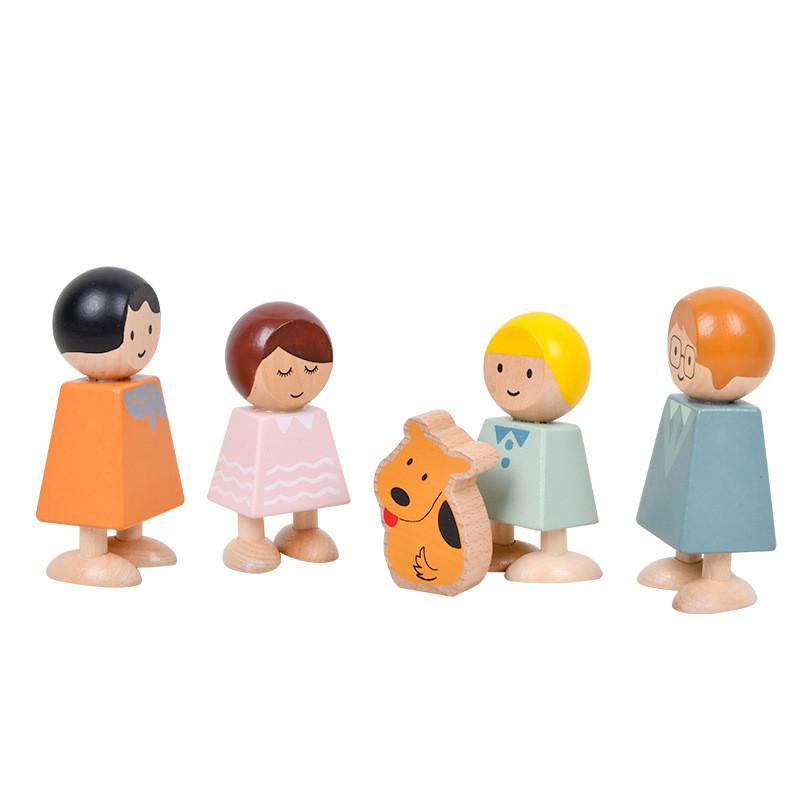 

Wooden Character Kids Cognition Big Particle Building Blocks For Interaction Toy